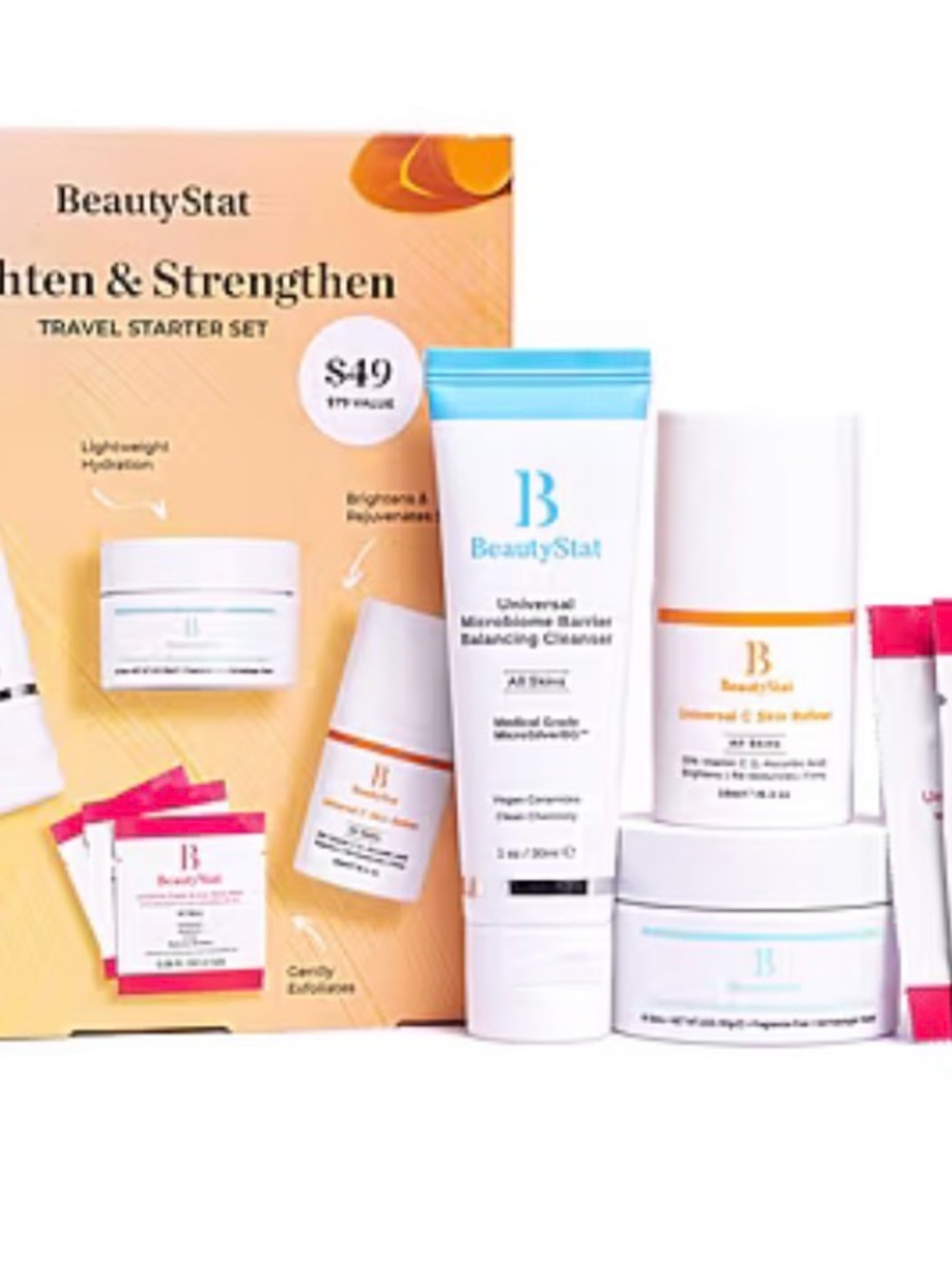 BeautyStat Skincare Set — Blue, White & Orange